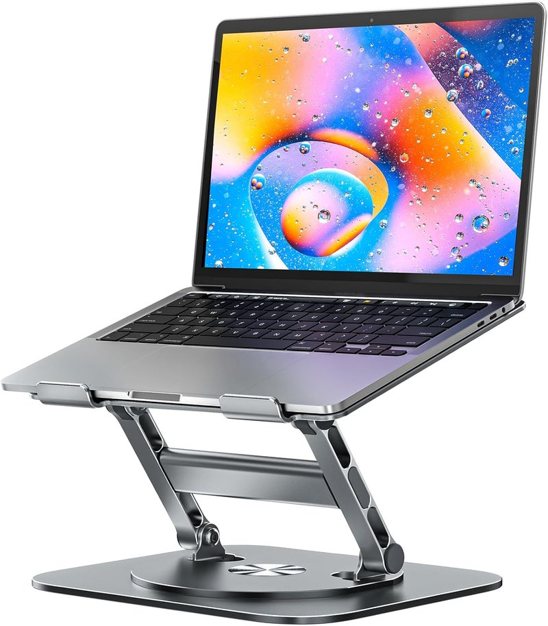 MCHOSE Laptop Stand, 360 Swivel Aluminum Computer Stand Ergonomic Laptop Riser Notebook Holder Compatible with 17 inch MacBook Air Pro, Dell XPS, HP, Lenovo More Laptops,Grey - Image 1